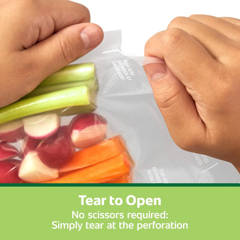 Tearing Quart Pre Cut Vacuum Seal Bags Easy To Use Align To Seal And Tear To Open Leakproof Vacuum Sealer Storage Bags 43 Pack