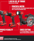 Pro Grade Garage Ready 20v Max Cordless Power Tool Combo Featuring A Six Point Five Inch Circular Saw, quarter inch impact driver, and drill driver.