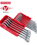 V Series Metric 12 Piece Wrench Set With Recessed Fasteners And 12 Point Box End Extra Durable Chrome Finish in red holder