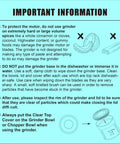 Important information and care instructions for Electric Coffee And Spice Grinder With Dual Stainless Steel Blades.
