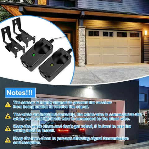 Easy Install Garage Door Safety Sensor Beams Kit With Brackets Replacement For Obstruction Detection Fits 41A5034 801CBP
