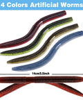 5.5 Inch Wacky Worm Lure Kit With 133Pcs Soft Plastic Lures in four colors for bass and trout fishing; includes size indicators.