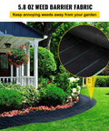 Heavy Duty Weed Barrier Fabric 4 By 300 Feet Woven Landscape Ground Cover for gardens and lawns installed in a yard.
