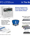 Go To Wireless Color Laser Printer With Scanner, Copier And Fax, Auto Duplex, 250 Sheet Capacity, includes guides and cartridges