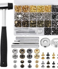Leather Rivets and Snap Fastener Kit With Tools for DIY Projects Shoes Repair 320 Rivets in Two Sizes 60 Snap Buttons Includes Double Sided Nylon Hammer and Fixing Tools for Easy Craft Repair and Upgrades