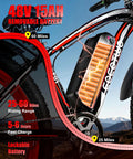 Close-up of battery on Electric Mountain Bike For Adults 1500W Peak Motor 26 Inch Fat Tire E Bike With 20 MPH Top Speed And 60 Mile Range