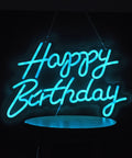 Blue Happy Birthday Neon Sign For Wall Decor With Dimmable USB Switch Reusable Neon Light For Birthday Parties 17x12 Inch