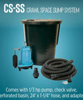 115-Volt Sump Pump System for Crawl Spaces, 1/3 HP, 3000 GPH, Pre-Packaged Auto Pump Kit with 20 Ft Cord, Blue and Black setup