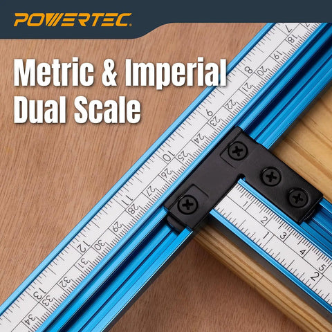 Dead Straight Precision Adjustable Router Jig With Built In Scales For Cutting Clean Grooves Slots And Inlays Rock Solid Woodworking Template Up To 24 By 24 Inches For Zero Guesswork Panel Work. Metric and Imperial dual scale for precise measurements.