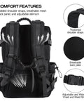 Back view of 35L Tactical Backpack With Shoe Compartment For Men, showcasing padded straps and breathable mesh back in black.