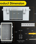 Outdoor Rugged Waterproof Electrical Junction Box IP67 Weatherproof Plastic Enclosure dimensions and components