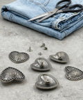 Kick Up Your Craft Game With Heart Shaped Rivets Screw Back Zinc Alloy Studs Solid Silver Metal Conchos for DIY Projects and jeans.