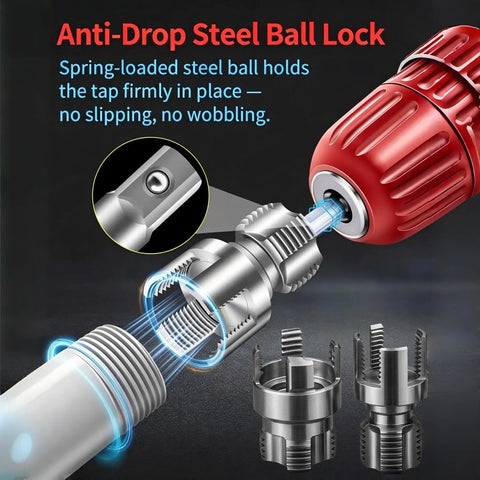 6-In-1 Heavy-Duty PVC Pipe Threading Tool Kit with anti-drop steel ball lock mechanism