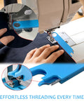 3 In 1 Quick Threading Needle Threader For Sewing Machines With Alignment Guide Magnetic Back Built In Ruler And Magnifying Lens