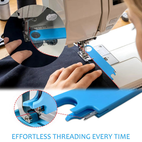 3 In 1 Quick Threading Needle Threader For Sewing Machines With Alignment Guide Magnetic Back Built In Ruler And Magnifying Lens
