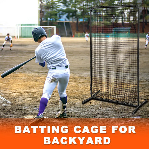 Pitching Screen For Batting Cage With Portable Bag, Heavy Duty 7x4 Ft Net Shield For Baseball And Softball Practice setup
