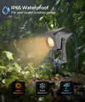 Outdoor Landscape Lighting 4 Pack Low Voltage LED Spotlight Kit 12V 2700K Warm White IP65 Waterproof illuminating plants in rain