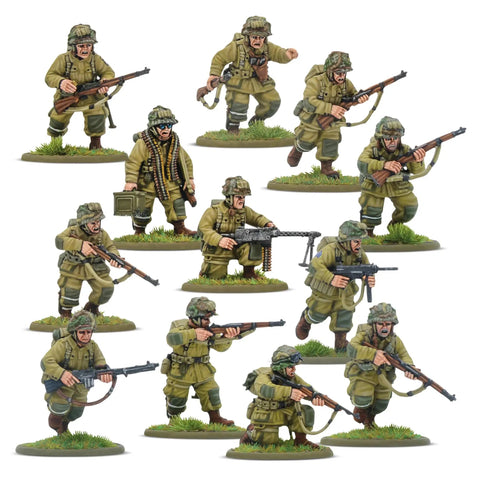 US Airborne D Day Platoon 28mm Miniatures For Bolt Action War Gaming Kit With 30 Plastic Infantry In M42 Jump Uniforms