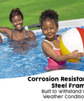 Premium Round Above Ground Swimming Pool 10 Foot Diameter 30 Inch Depth Steel Frame Build with kids playing beach ball.