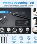 Pro Grade 84 Piece 3D Printer Tools Kit deburring tool with 360-degree rotation on textured surface