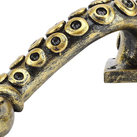 Close-up of Dope Octopus Door Handle Resin Heavy Duty Vintage Bronze Cupboard Furniture Pull With Steampunk Design