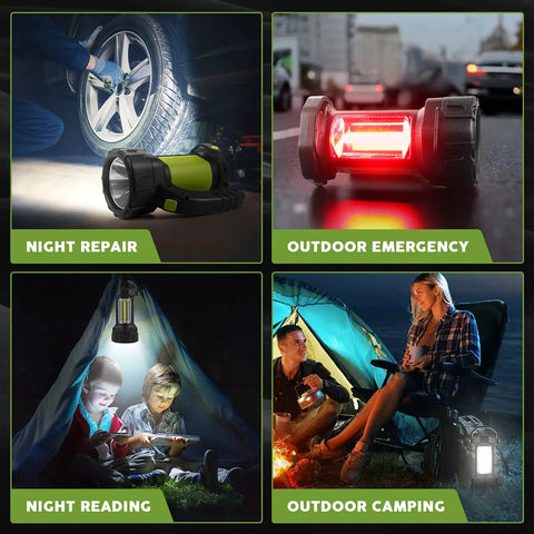 Rechargeable Camping Lantern With 800LM LED Spotlight And Flashlight, 3600mAh Battery in various outdoor uses