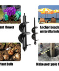 Garden Auger Drill Bit For Planting 1.6x8.7 And 4x12 Inches Spiral Drill Bit For Planting, Umbrella, Bulbs, and Poles