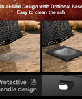 Heavy Duty 63 Gallon Burn Barrel Fire Pit for Outdoors with Easy Ash Clean-up and Protective Handle Design