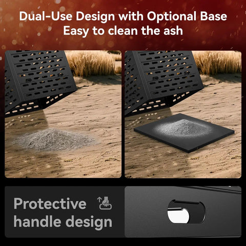 Heavy Duty 63 Gallon Burn Barrel Fire Pit for Outdoors with Easy Ash Clean-up and Protective Handle Design