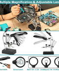 Soldering Station With Magnifier Light 2.5X 7.5X 10X Desktop Hands Free Handy Magnifying Glass With Stand And Alligator Clip Third Hand Tool