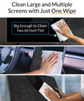 XL Screen Cleaning Wipes For TVs And Monitors, Streak Free And Fast Drying, shown cleaning various screen sizes