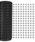 164 Foot Plastic Mesh Fence Roll Reusable Safety Barrier Netting For Construction Animals Garden Pool Snow Fence And Temporary Fencing Solutions Black, showing rolled and unrolled mesh.