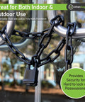 Hardened 8mm Security Chain With Weather Resistant Pad Lock for gate or bike, stainless steel, outdoor heavy-duty use
