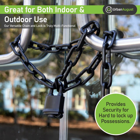 Hardened 8mm Security Chain With Weather Resistant Pad Lock for gate or bike, stainless steel, outdoor heavy-duty use
