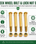 Quick Fix No Sweat Heavy Duty Deck Wheel Shoulder Bolts With Lock Nuts Solid Lawn Mower Repair Replaces 193406 137644 Fits Cub Cadet And Walk Behind Mowers, 4 bolts and nuts set for mower deck.