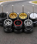 8 Piece 1/64 Scale Wheel And Tire Set With Real Riders Rims And Axles For RC Diecast Cars DIY Model Kit Silver Dope Upgrade