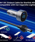 No Sweat Road Trip Ready Starlink Mini Dc Power Cable With Cigarette Lighter Adapter Digital volt meter displaying 12.5 volts.