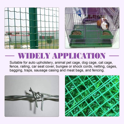 Heavy Duty Galvanized Hog Rings Assortment Kit 1000 Pcs 3 8 Inch Steel Loop Pins shown in various applications including pet cages.