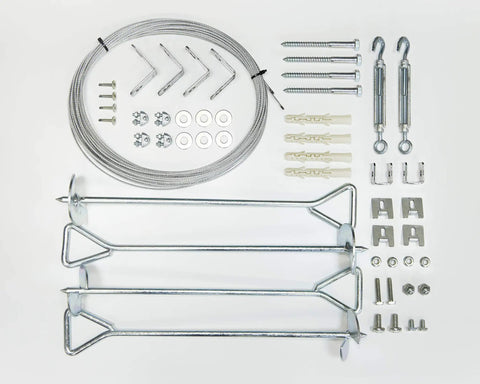 Heavy Duty Ground And Foundation Anchor Kit For Canopia Nature Greenhouses And Skylight Sheds Keeps Your Structure Steady In High Winds With Easy Top Mount Installation Compatible With Canopia Nature Series, showing metal hardware and cable layout