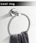 Towel ring from 8 Piece Bathroom Hardware Set With 23.6 Inch Towel Racks, Hooks, Rings And Toilet Paper Holders in Brushed Nickel