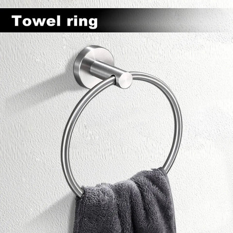 Towel ring from 8 Piece Bathroom Hardware Set With 23.6 Inch Towel Racks, Hooks, Rings And Toilet Paper Holders in Brushed Nickel