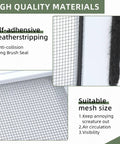 Close-up of Adjustable Sliding Window Screen self-adhesive weatherstripping brush with dark gray fiberglass mesh.