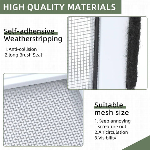 Close-up of Adjustable Sliding Window Screen self-adhesive weatherstripping brush with dark gray fiberglass mesh.