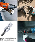 Round Handle Drill Adapter With Two Slots And Two Pits, Pro Grade Electric Drill Attachment in use with different drills