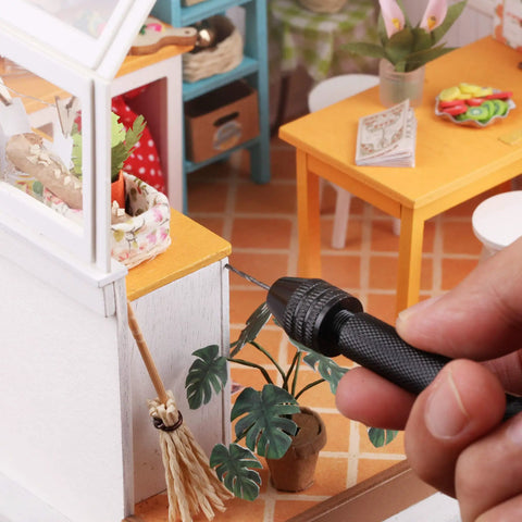 Using Hand Drill Set With 10 Drill Bits 0.6-3.0mm for Jewelry Making And Resin Craft in miniature indoor project