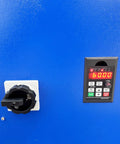 Control panel on Heavy Hitter 110 Volt Electric Drum Rotator Mixer with speed settings and power switch for easy operation.