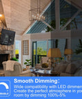 Living room featuring 60 Watt Equivalent LED Candelabra Bulbs Dimmable Soft White 2700K 550LM B11 E12 for warm ambiance.