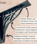 Heavy Duty Shelf Bracket Kit 12 x 12 Inch Set of Two, Cast Iron Finish for Wood Shelves and Mantel Mounting