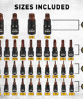 Beefy 37-Piece Torx Bit Socket Set With Three Drive Sizes, showcasing T6 to T70 and T6H to T70H sockets on display.