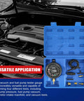 Blue NYXOVA vacuum and fuel pump tester kit in plastic case with gauge and fittings